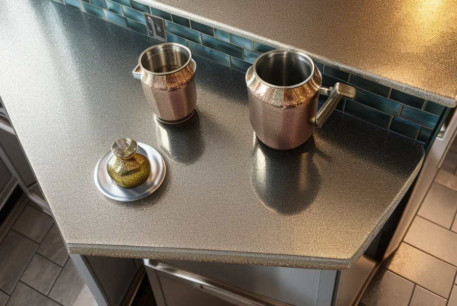 Resultado final del porcelanato líquido 3D en la cubierta de cocina remodelada con luz natural