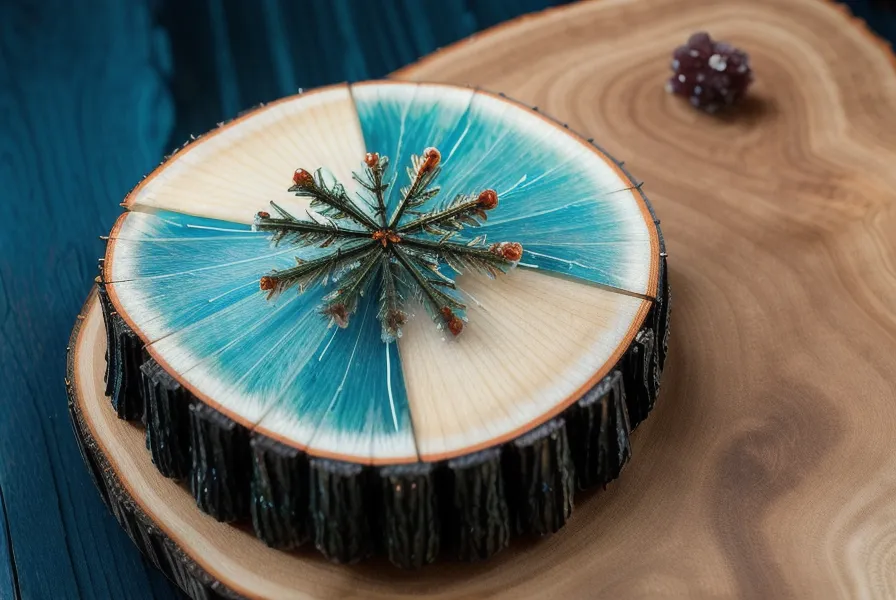 Resina en madera goteando por el borde de una tabla de pino sin sellar, un derrame típico de porcelanato líquido mal contenido.