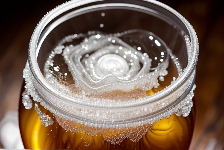 Mezcla de resina epóxica transparente en un vaso plástico con palito de madera, antes de agregar arena de playa