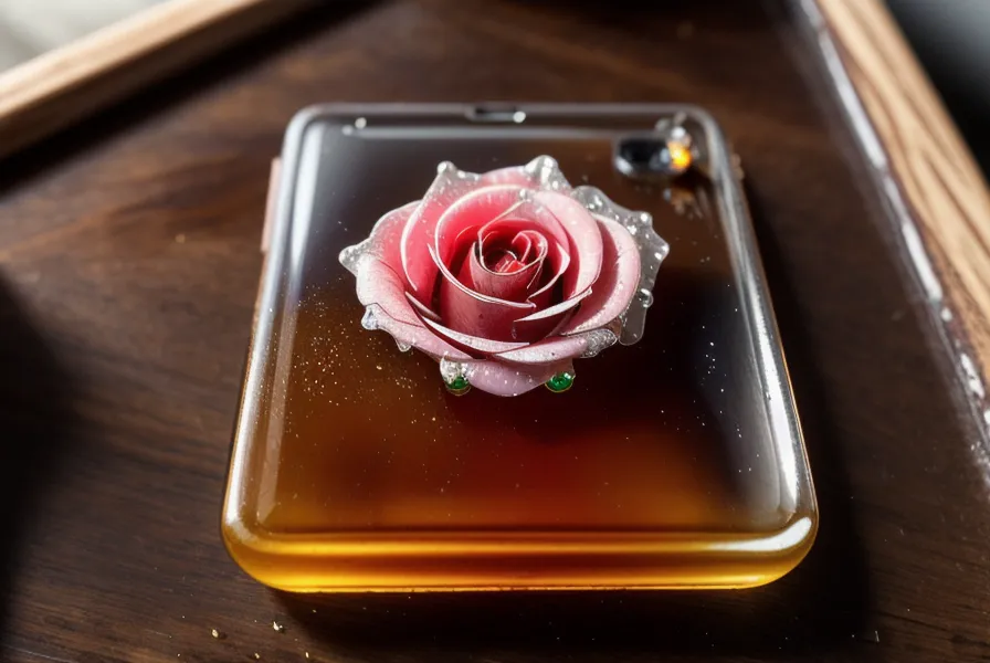 Errores de resina: pieza fallida con una rosa oxidada y burbujas atrapadas