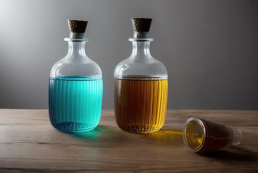Botellas de resina epóxica y vaso medidor listos para mezclar antes de encapsular flores