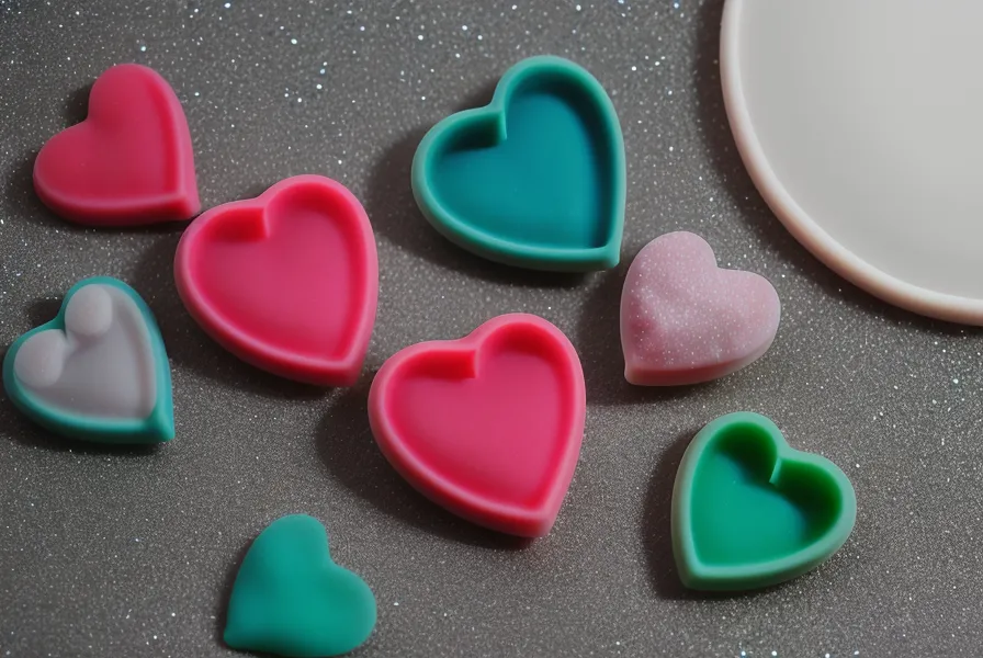 Moldes de silicona pequeños con sobras de resina epoxi de colores listos para curar