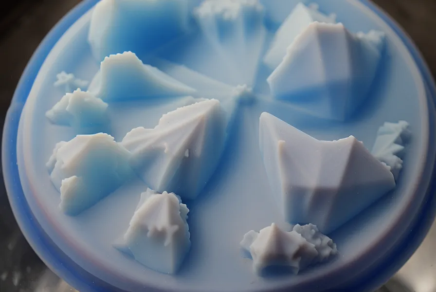 Molde de silicona para resina epoxi partido por la mitad con la pieza de accesorio pegada por dentro